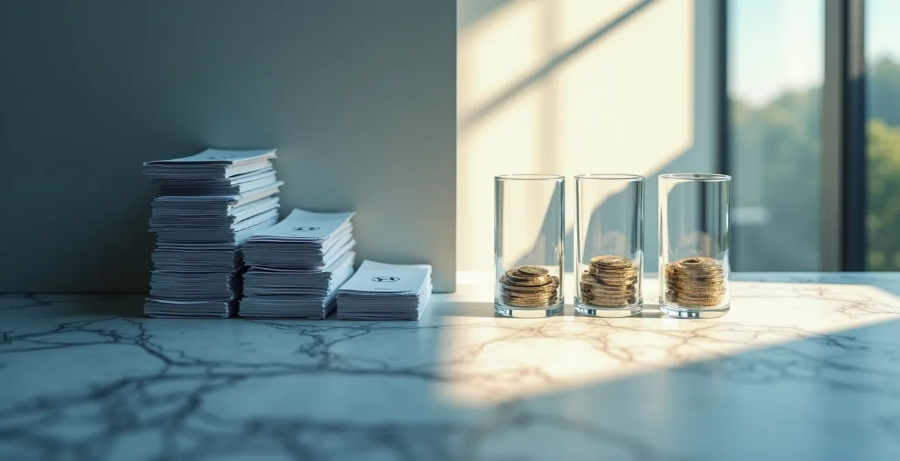 Abstrakte Darstellung des Unterschieds zwischen Gewinn und Cashflow, die das Paradoxon von Profitabilität und fehlender Liquidität visualisiert.