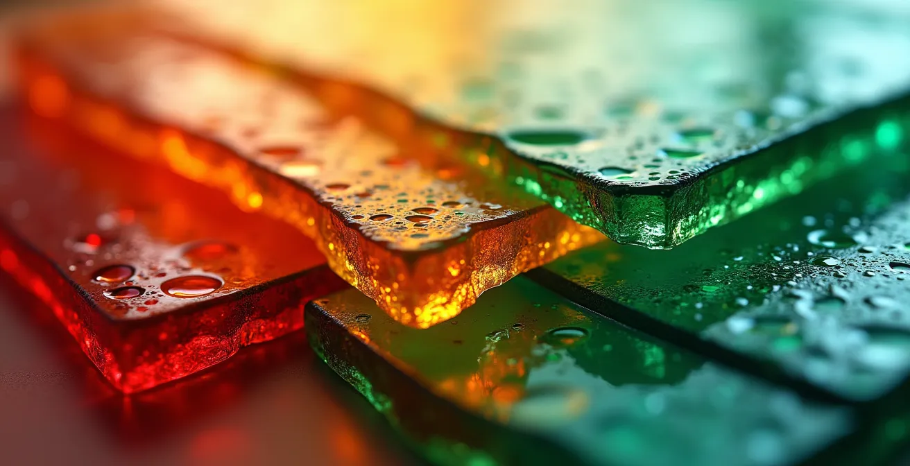 Abstraktes Dashboard zeigt Margentrends mit geometrischen Formen