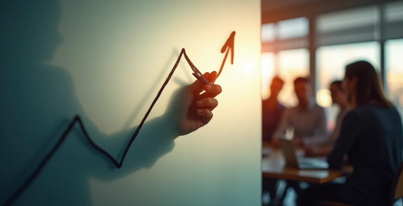 Startup-Team präsentiert Wachstumskurve vor Investoren